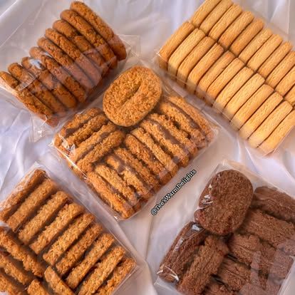 Biscuits sealed into clear packets ready for delivery.